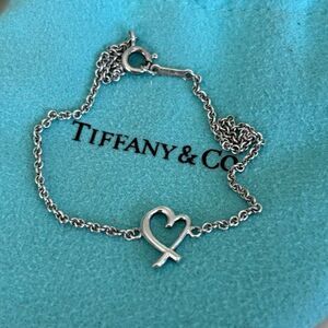 Tiffany & Co. Paloma Picasso Loving Heart Bracelet 925 Sterling Silver 7”